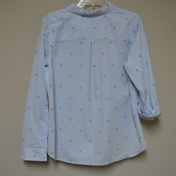 Talbots Button-Tab Sleeve Cotton Blouse - Size M - Picture 3 of 3